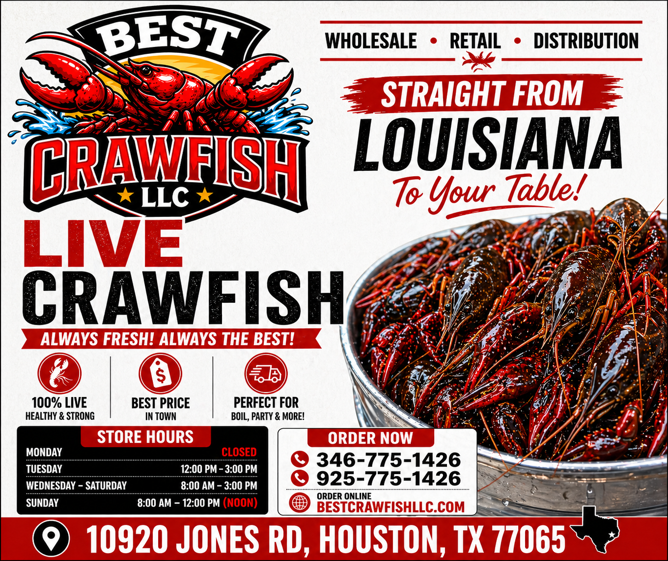¡RESERVA DE CANGREJO VIVO EN HOUSTON! 