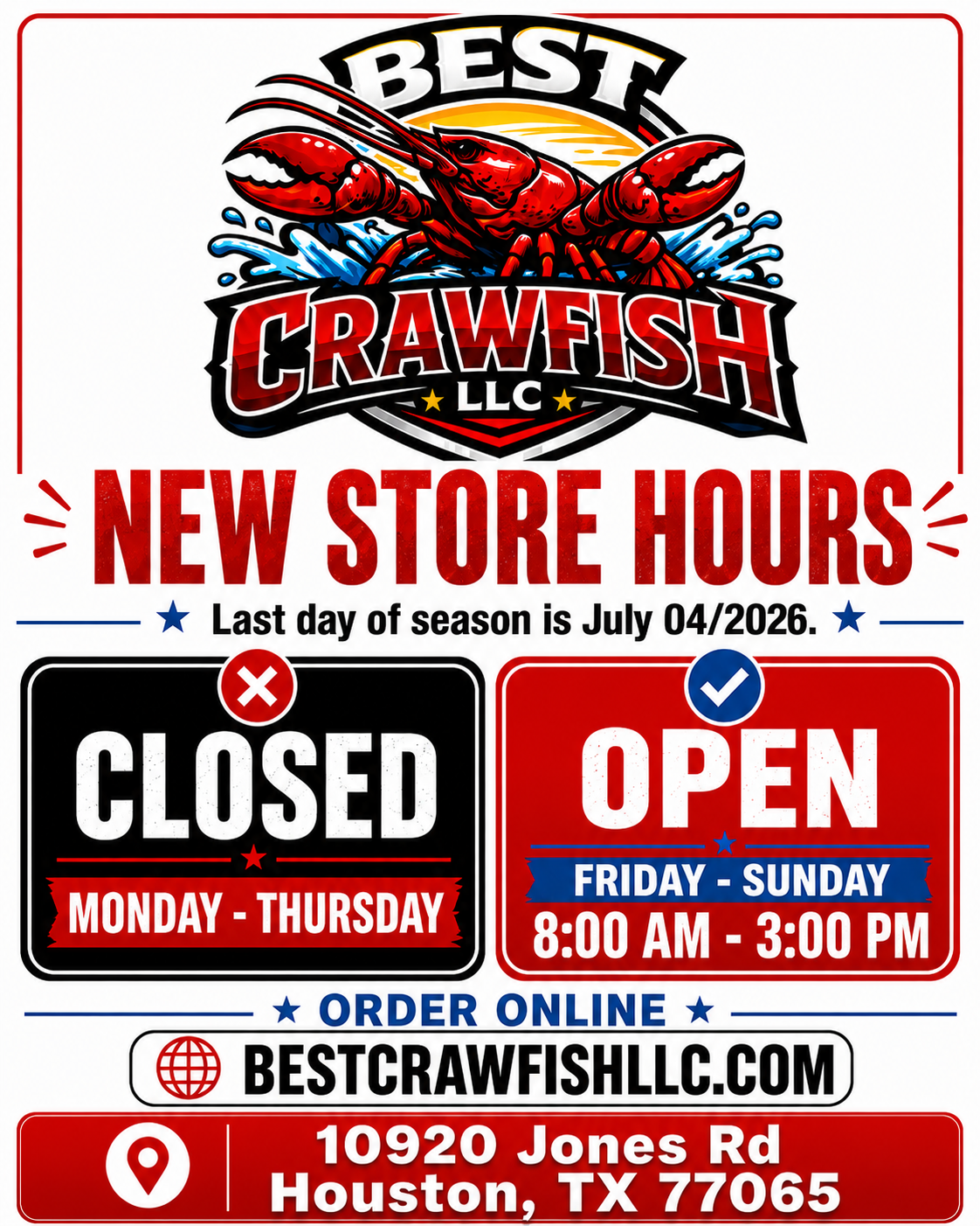 PICKUP TIME • 8AM–12PM.
